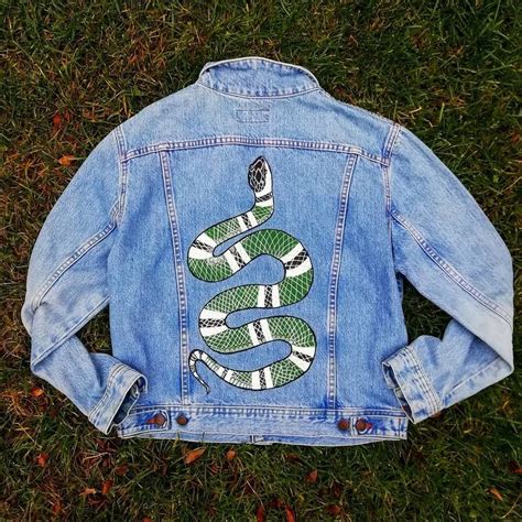 gucci jean jacket lined|Gucci jean jacket with snake.